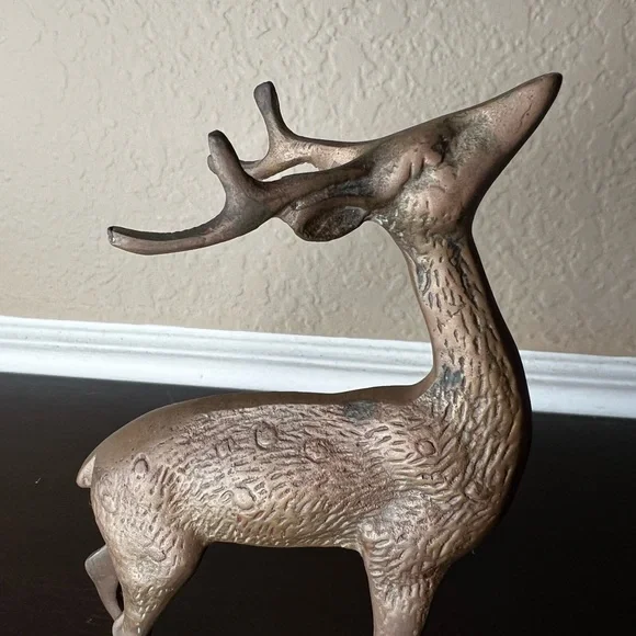 Vintage MCM Brass Reindeer, Deer, Antlers, Bambi, Christmas Decor, Naturalist